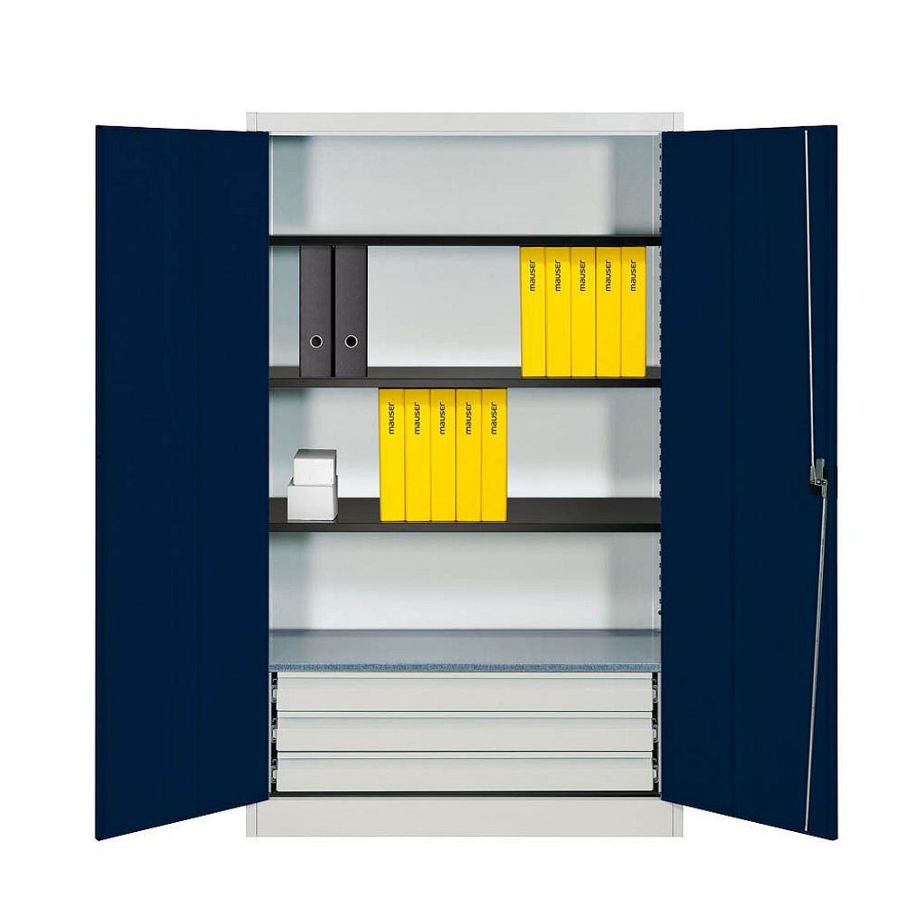 mauser Stahlschrank entero BFZ5 - 12 7035/5003 lichtgrau, saphirblau 120,0 x 50,0 x 195,0 cm