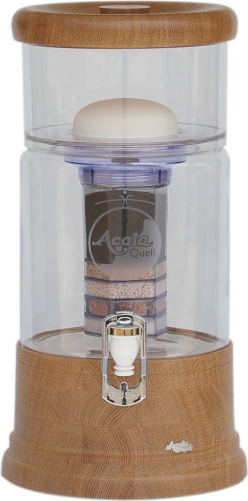 AcalaQuell Mini Echtholz Eiche rund mit klarem Kristall Glas