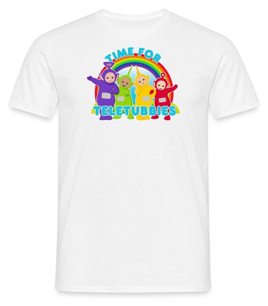Spreadshirt Teletubbies Time For Teletubbies Männer T-Shirt, L, Weiß