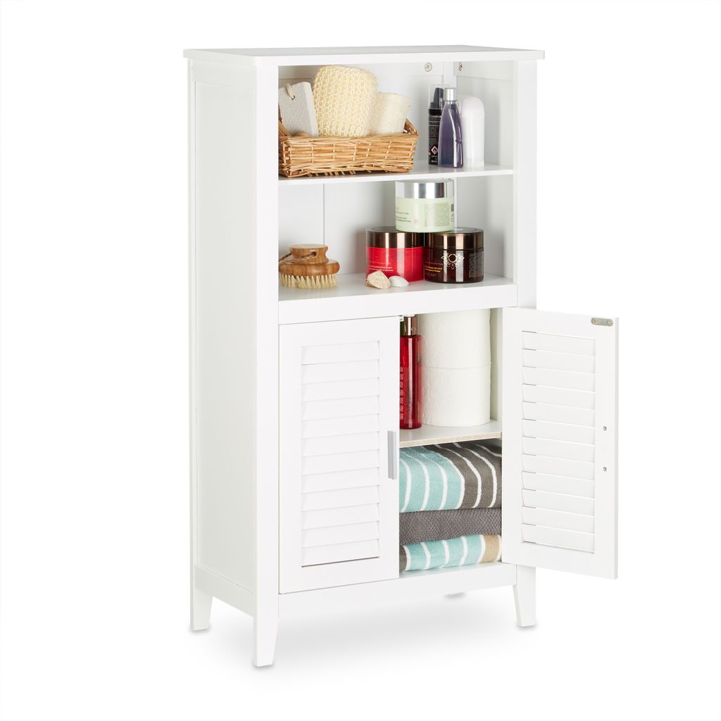 Armoire de salle de bain blanche LAMELL de Relaxdays, Image du produit 