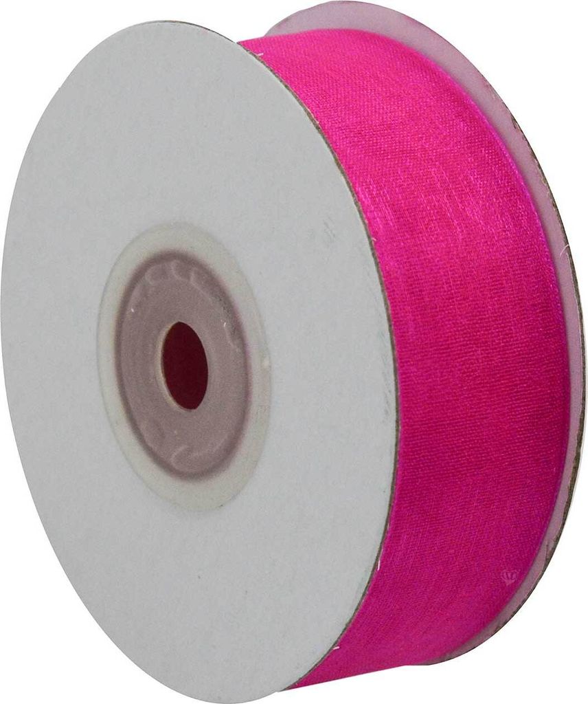 25m Organzaband auf Spule, Farb Breitenwahl - Chiffon Deko Geschenk Band Hochzeit, Größe:25mm, Farbe:pink