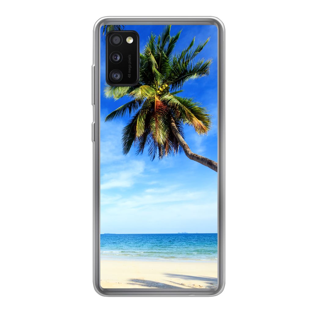 MuchoWow Handyhülle Schutzhülle Hülle für Samsung Galaxy A41 Palmen - Strand - Meer Silikon Softcase Handy Hülle - Mobiltelefon