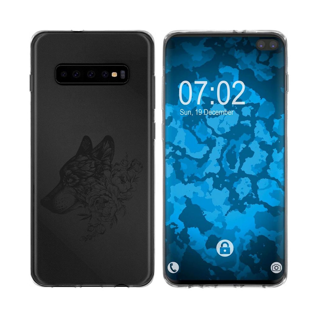 PhoneNatic Case kompatibel mit Samsung Galaxy S10 Plus Silikon-Hülle Floral Wolf M3-1