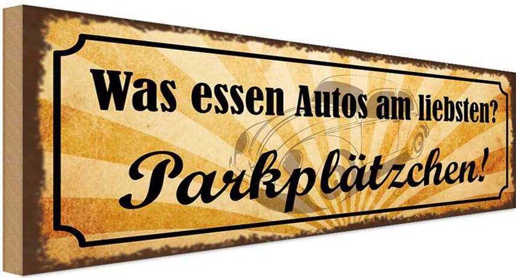 vianmo Holzschild 10x27 cm was essen Autos Parkplätzchen Dekoration