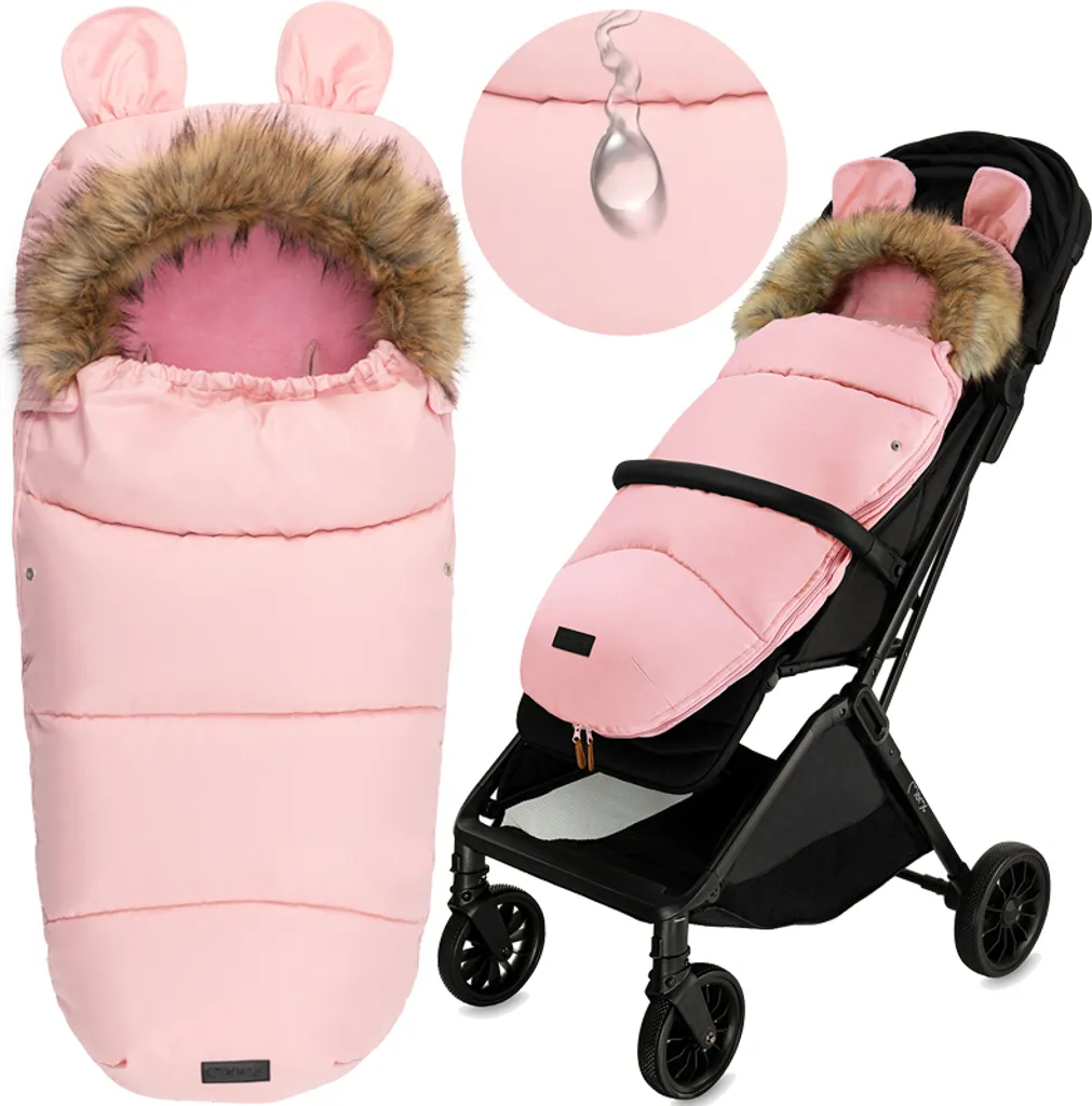 Chancelière MoMi Anti-Froid Universelle Rose pour Poussette Buggy et Luge