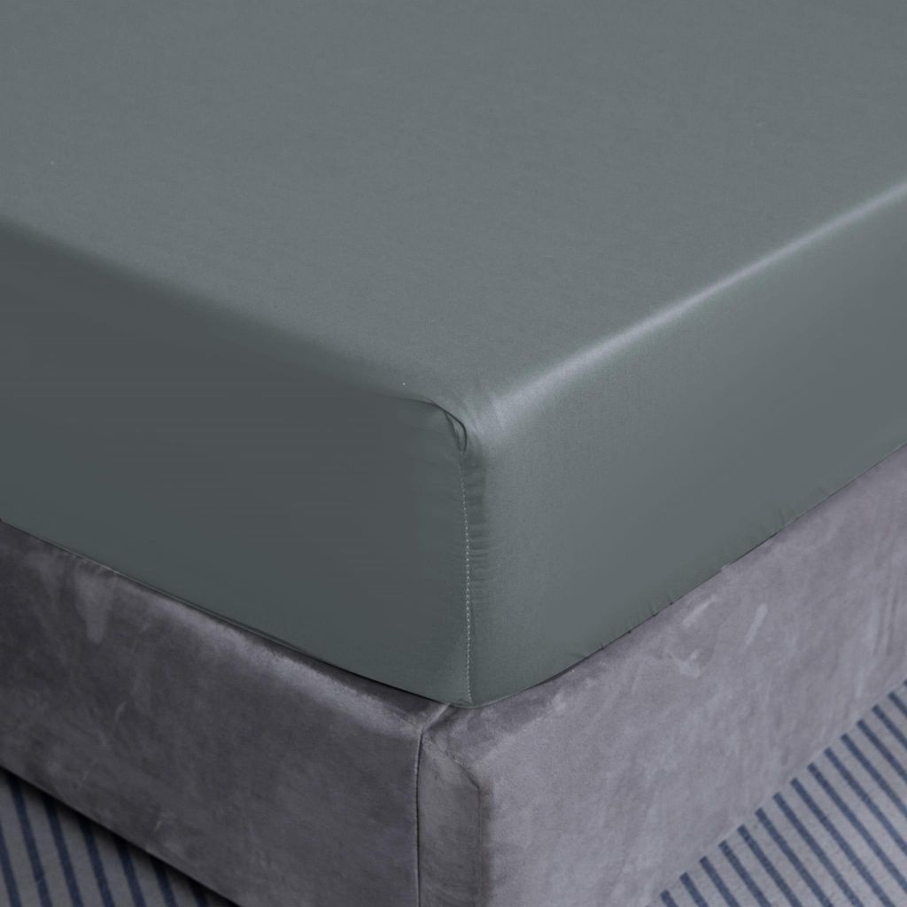 Spannbettlaken aus Baumwolle 160x200+25 Grau Produktbild 