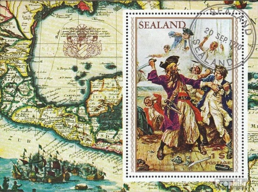 Briefmarken GB-Fürstentum Sealand 1970 Mi Ausgabe einer Mikronation auf Meeresplattform, nicht anerkannt Nr.2 gestempelt Seefahrer