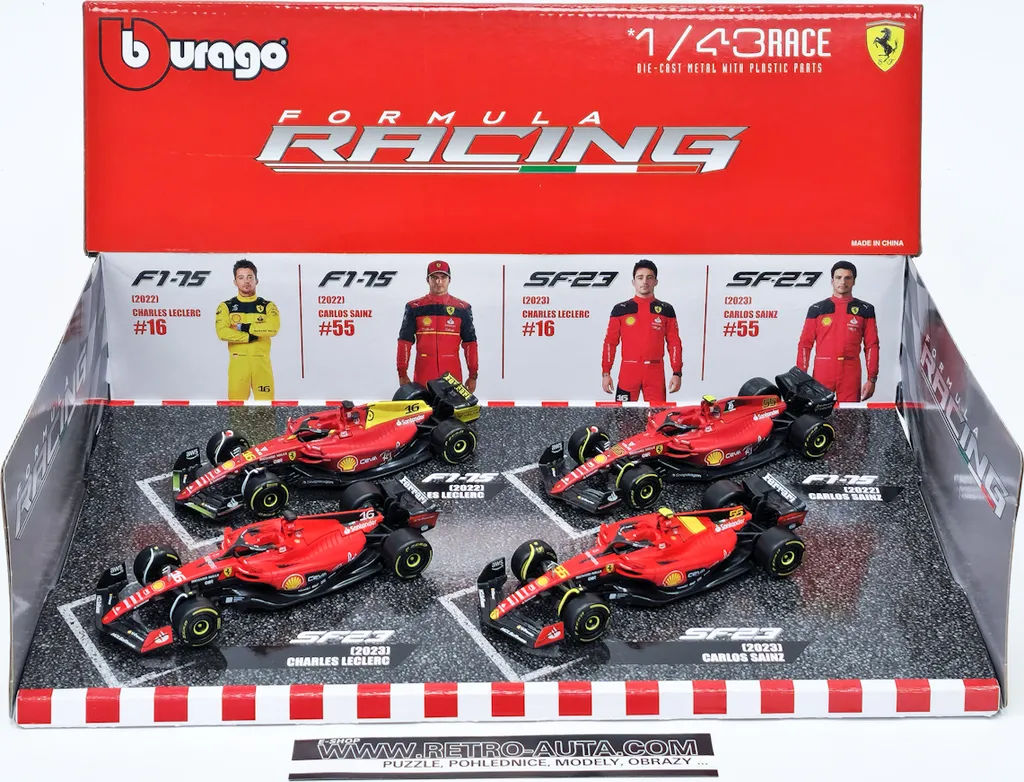 Voitures F1 Ferrari de Collection Bburago Set de 4 Modèles 1:43