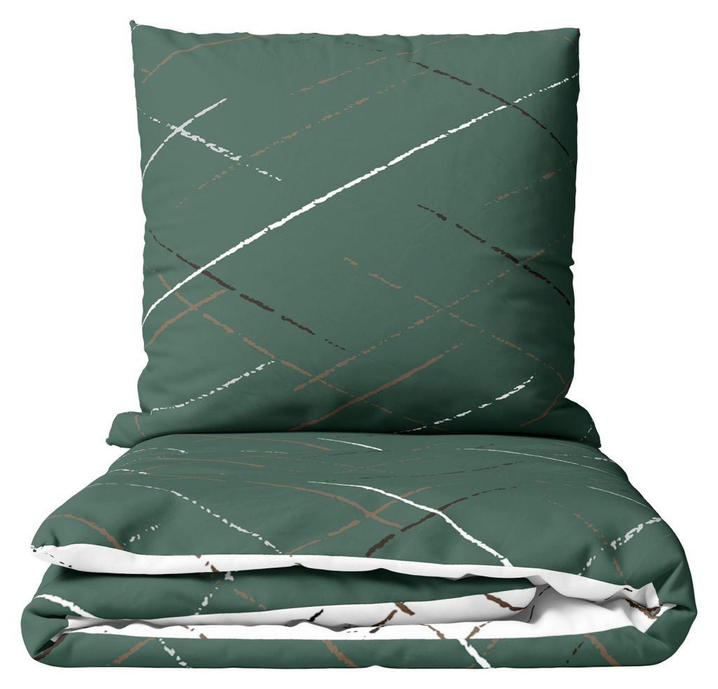 Bettwäsche Baumwolle 240x220 cm Set Grün Streifen Produktbild 