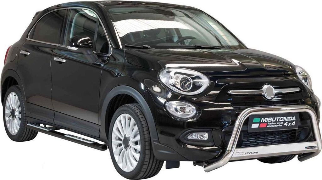 Edelstahl Seitenschweller Schwellerrohre für Fiat 500X 2014-2018 Schwarz