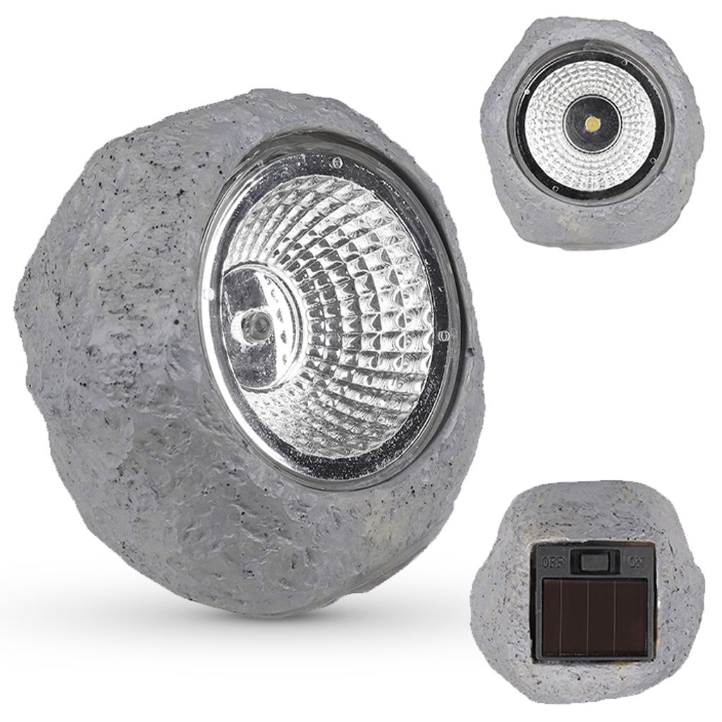 MasterLED Solarleuchte LED in Steinoptik – 6500K Kaltweiß – Dämmerungssensor – Gartenbeleuchtung für Beet, Weg, Deko