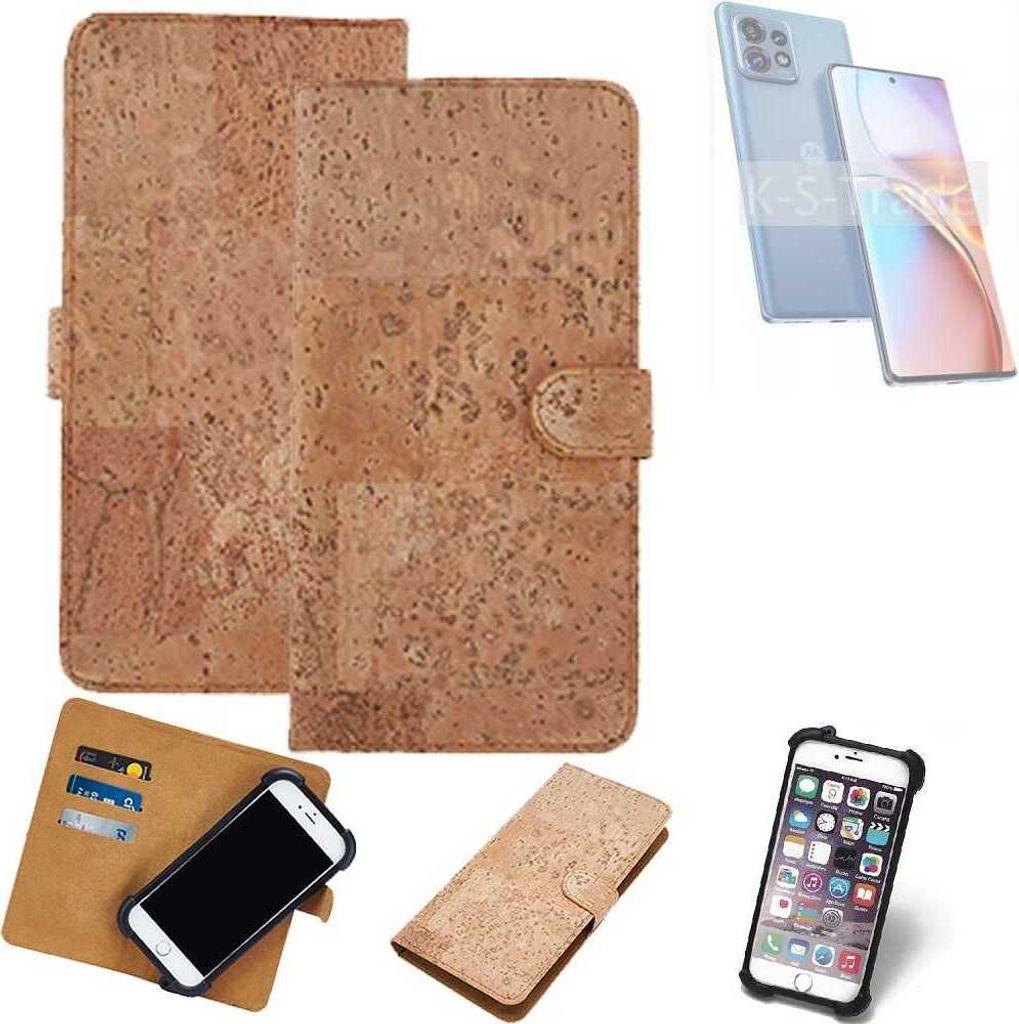 K-S-Trade Hülle kompatibel mit Motorola Edge 40 Pro Kork Handyhülle Cover Schutzhülle TPU Case Bumper in Hellbraun, (1x)