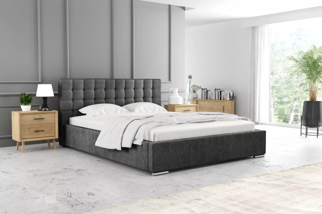 Doppelbett 160x200 LAURINDA 2 mit Stauraum - dunkelgrau