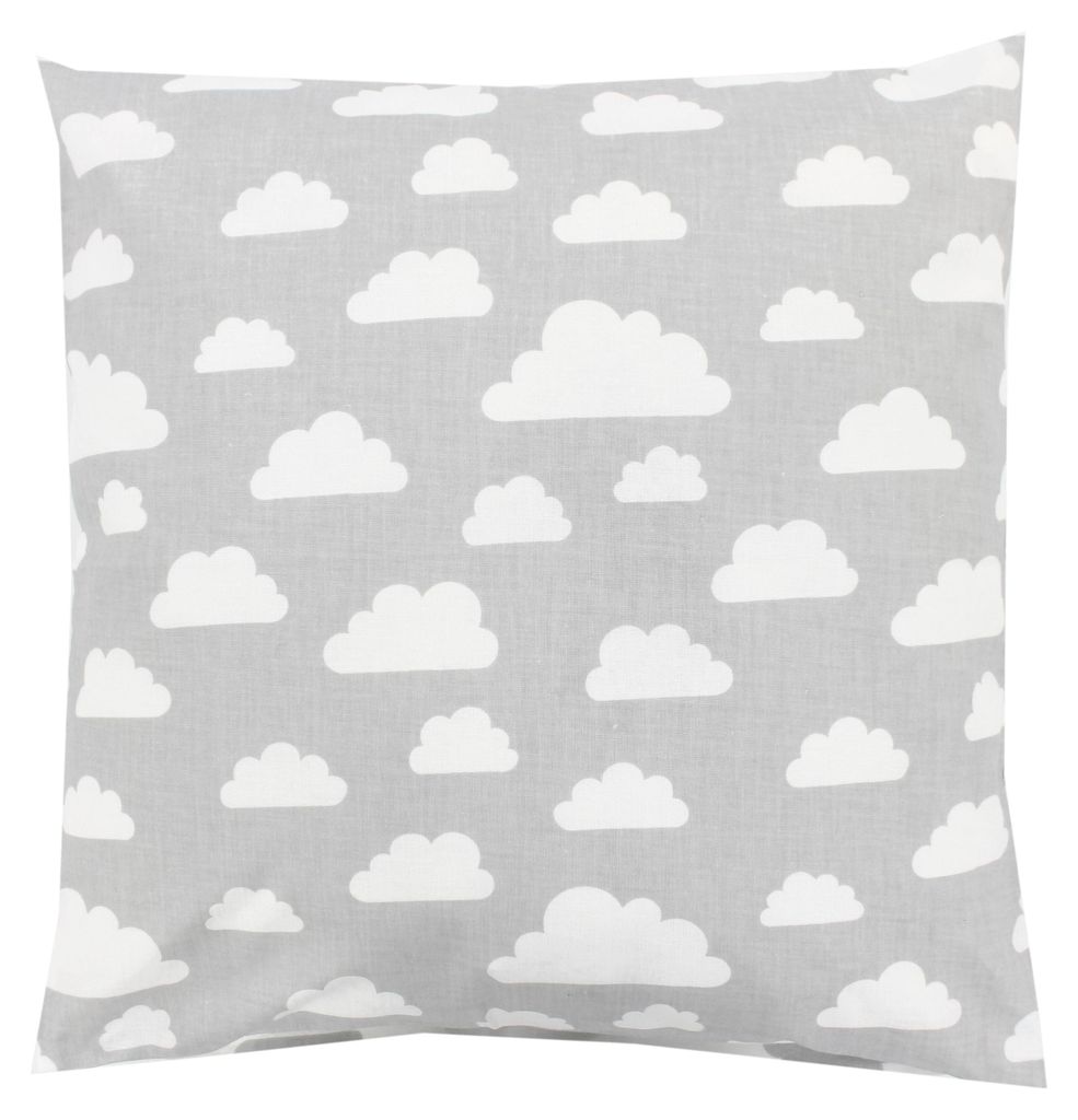 TupTam Kinder Kissenbezug Kissenhülle Dekorativ Gemustert, Farbe: Wolken Grau / Weiß, Größe: 40 x 80 cm
