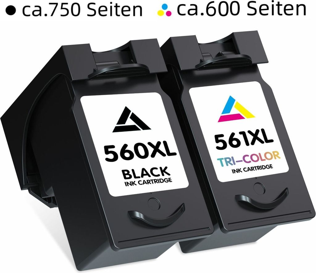 Two black ink cartridges are shown against a white background.