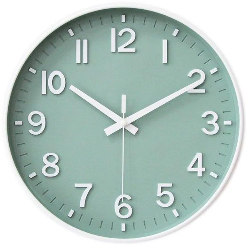 Horloge murale verte silencieuse de 30 cm sans tic-tac pour le salon
