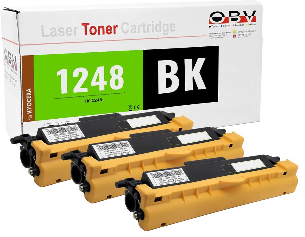 3er Sparset kompatibler Toner Kyocera MA2001 PA2001 ersetzt TK-1248 Schwarz - ca. 1.500 Seiten