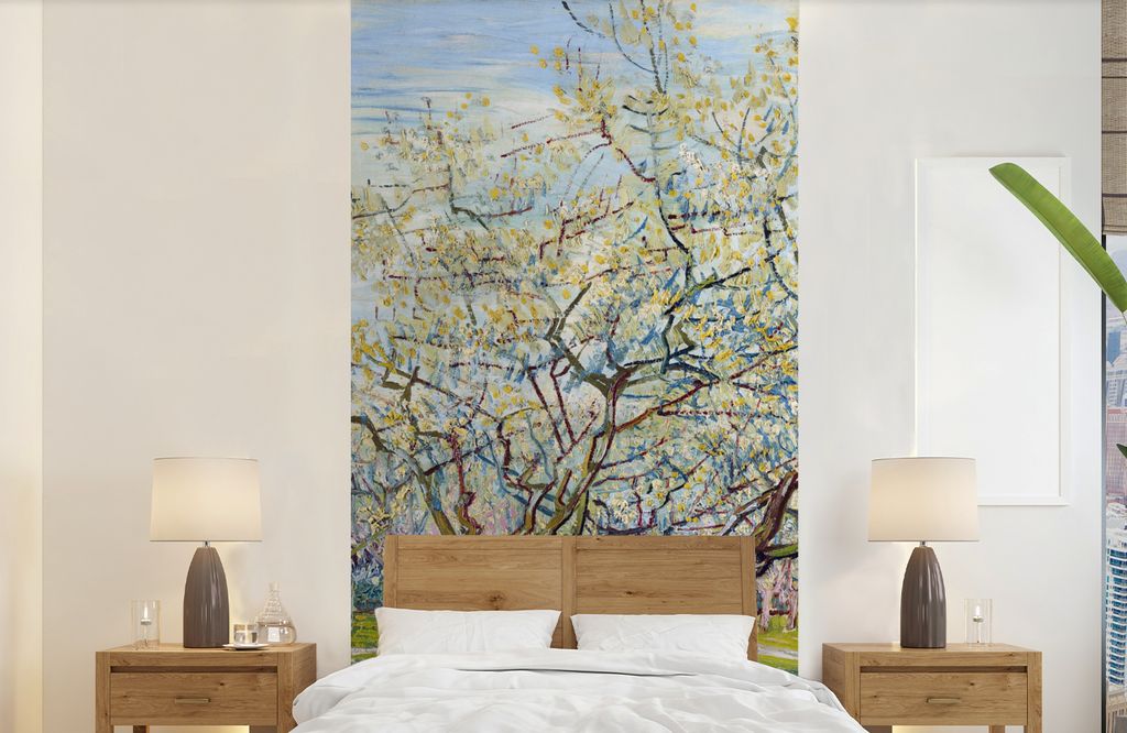 MuchoWow Fototapete für Wohnzimmer oder Schlafzimmer Wandtapete Vinyl Motivtapete Blühender Obstgarten - Vincent van Gogh - 120x240 cm - Hinter...