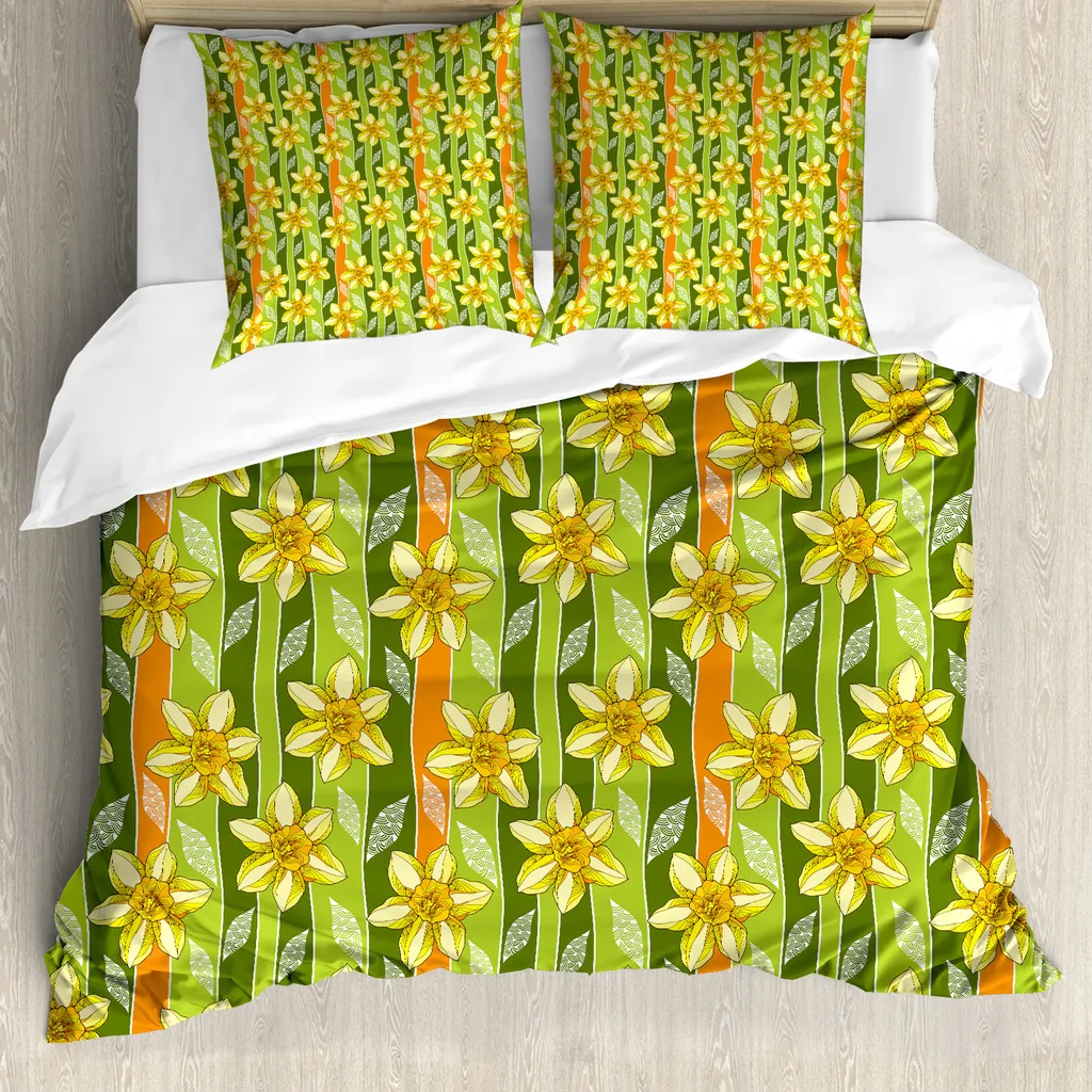 Set Copripiumino ABAKUHAUS Narciso Fiori 200x200 per Allergici - 1