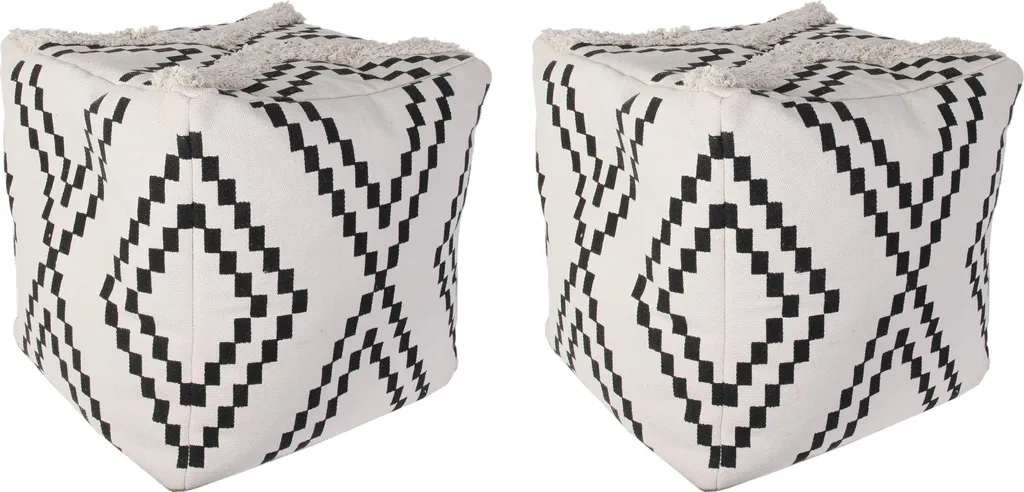 Lot de 2 Poufs Berbères Mirage 45x45x45cm - Repose-pieds Déco Bohème