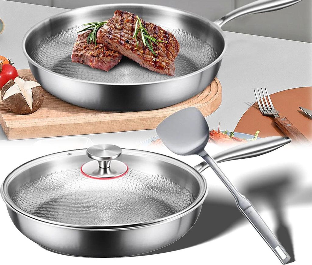 Bratpfannenset, Induktionsherd-Bratpfanne, 28 cm, geeignet für Induktionsherde, antihaftbeschichtete Brat- und Kochpfanne, Universalbratpfanne