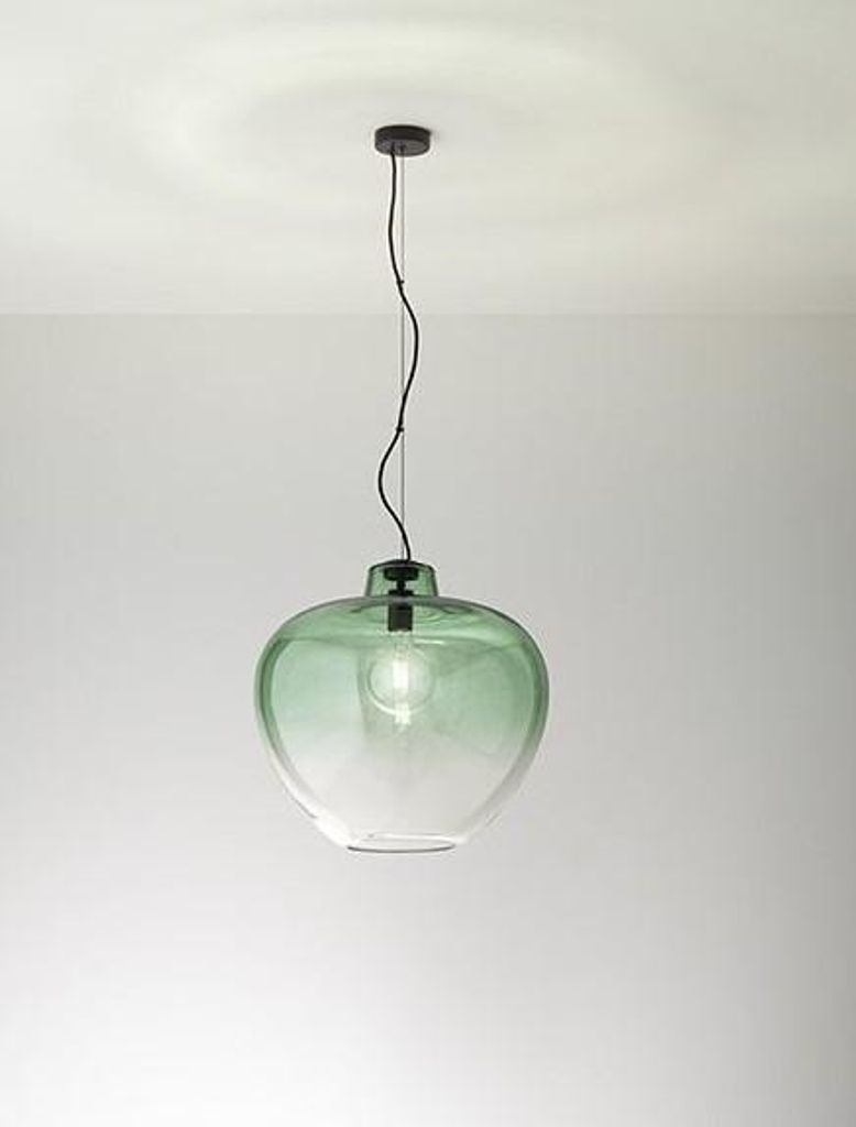 Pendelleuchte 10S46667 VE aus Glas, grün verspiegelt, mattschwarz, E27, modernes Design - Perenz