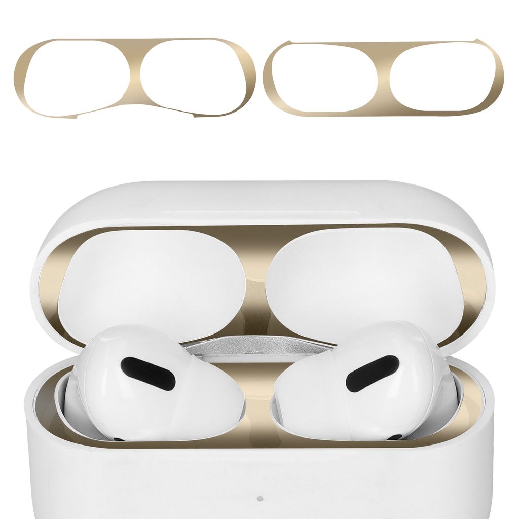 kwmobile Staubschutz Sticker kompatibel mit Apple Airpods Pro 2 - Metallstaub Schutz Aufkleber Skins in Gold