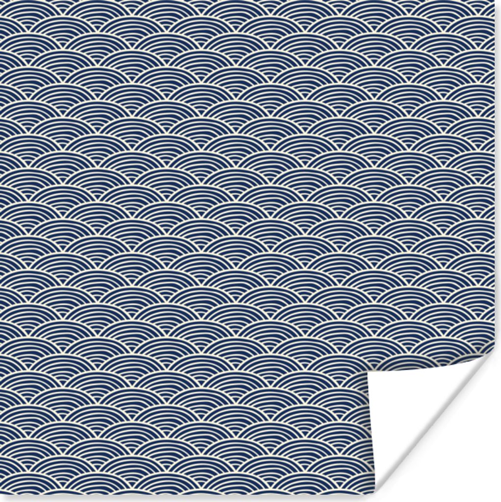 MuchoWow Poster Golf - Asiatisch - Blau - Muster 100x100 cm - Babyzimmer