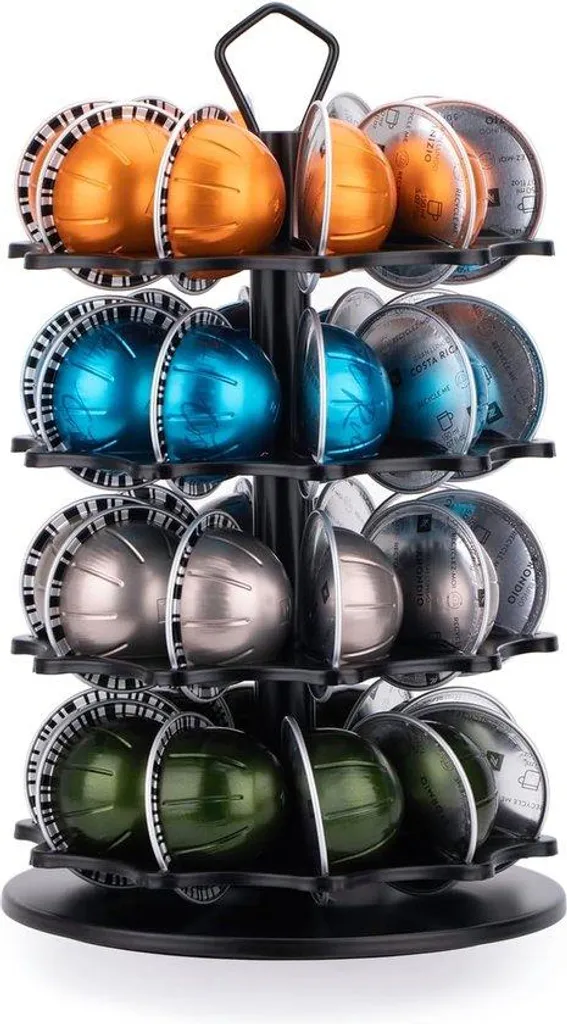 Porte-capsules à café rotatif noir pour 40 dosettes Nespresso et plus