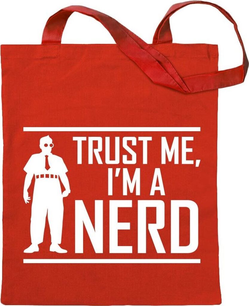Kiwistar - Baumwolltasche - rot - Trust me, im a Nerd - Stuff - Tragetasche Stoffbeutel Umhängetasche Langer Henkel