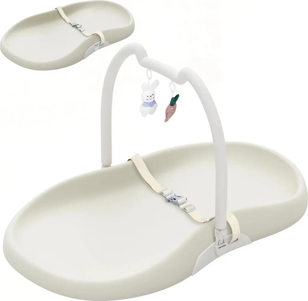 Matelas à langer anti-roulement beige - Ceinture de maintien intégrée