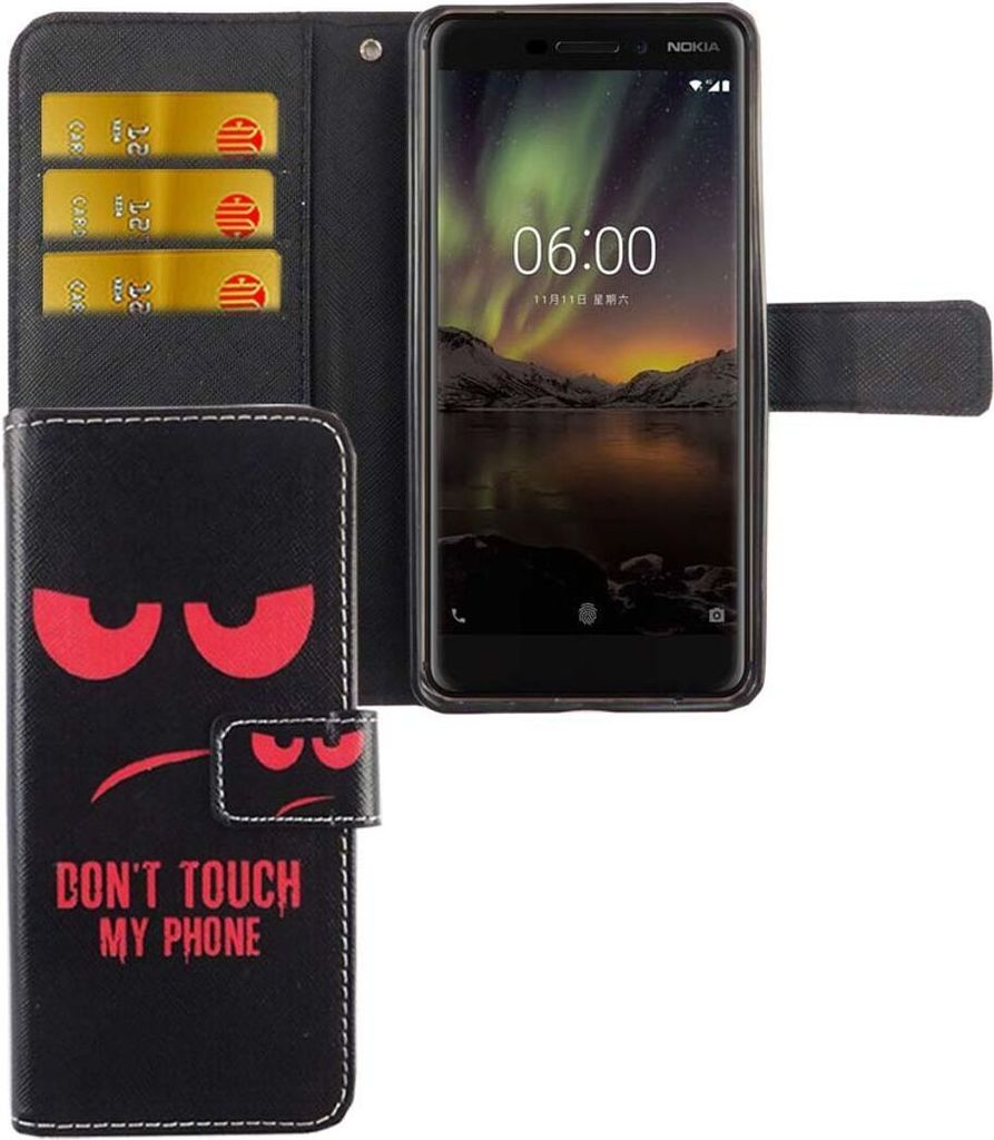 Handyhülle Tasche für Handy Nokia 6 2018 Dont Touch My Phone Rot