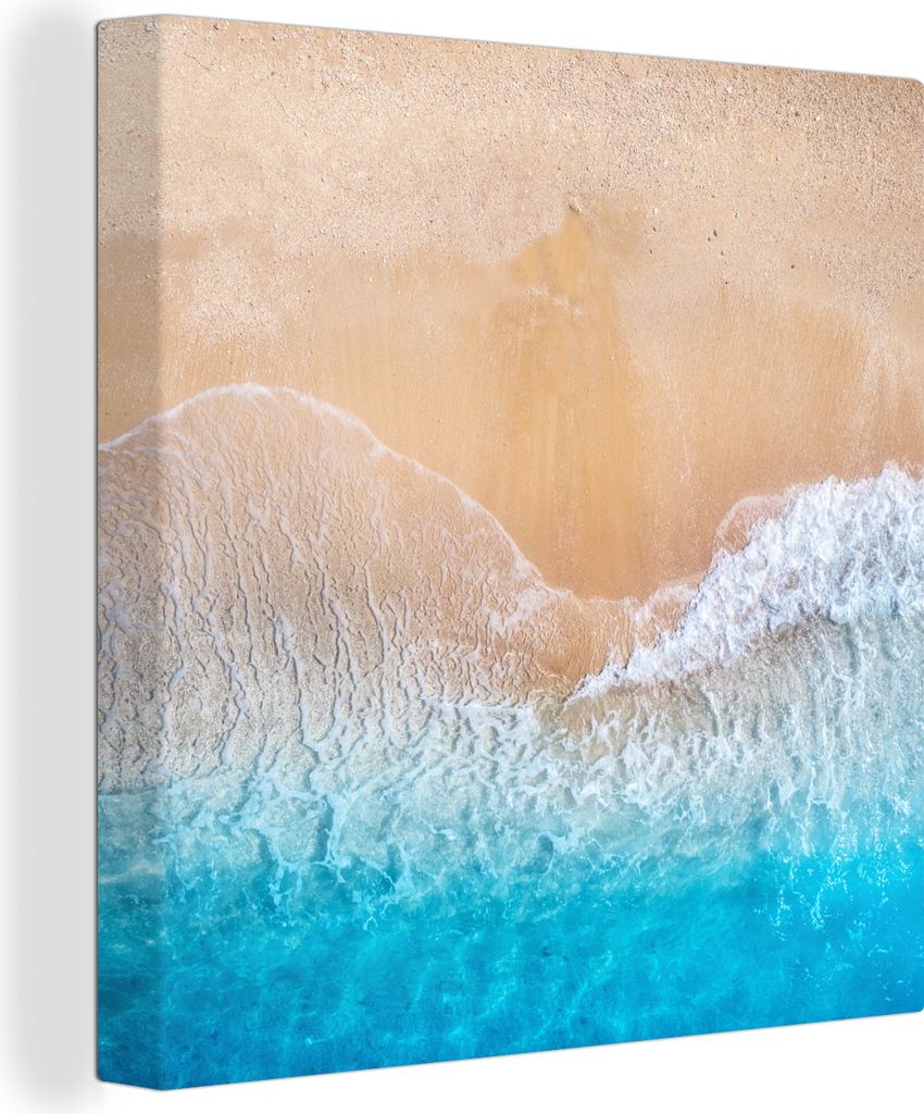 OneMillionCanvasses - Leinwandbilder - Bild auf Leinwand Wandbild Leinwandbild Strand - Meer - Sand - Sommer - Blau - Wellen, 90x90 cm, Kunstdruc...