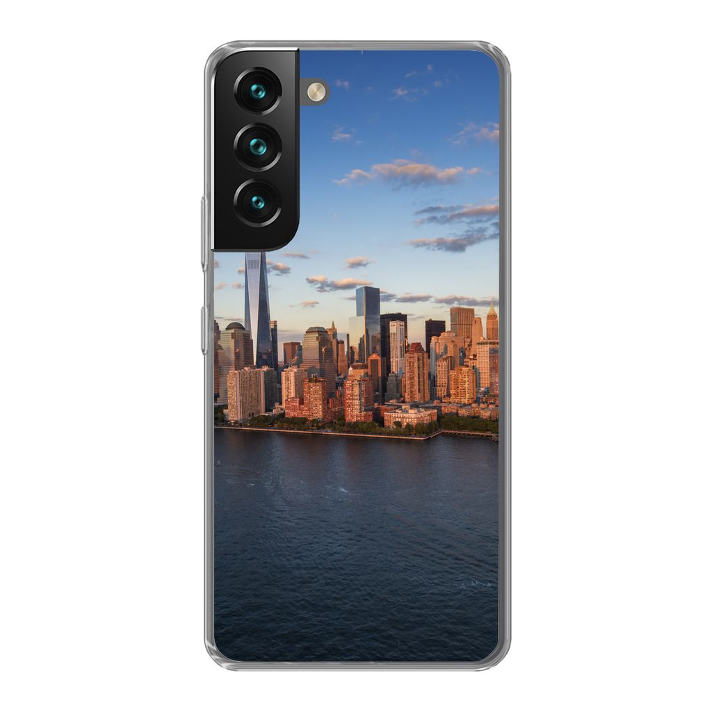 MuchoWow Handyhülle Schutzhülle Hülle für Samsung Galaxy S22 New York - Skyline - Boot Silikon Softcase Handy Hülle - Mobiltelefonhülle