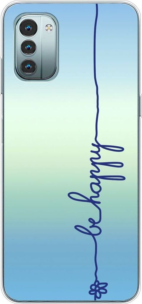 König Design Hülle kompatibel mit Nokia G11 Kunststoff Soft Handyhülle - Handy Case Be Happy Blau