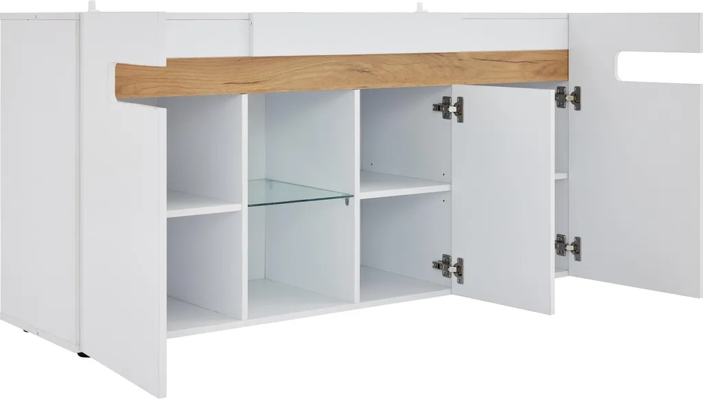 Buffet moderne blanc 140cm : optimisez votre espace avec élégance LED - 18