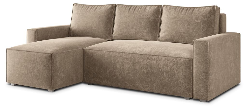 Masseno Ecksofa POTARO LM mit Schlaffunktion L-Form, Sofa mit Bettkasten, Wohnzimmersofa, Couch, Soffa, Bettsofa, Couchgarnitur- Beige, LUMO 30