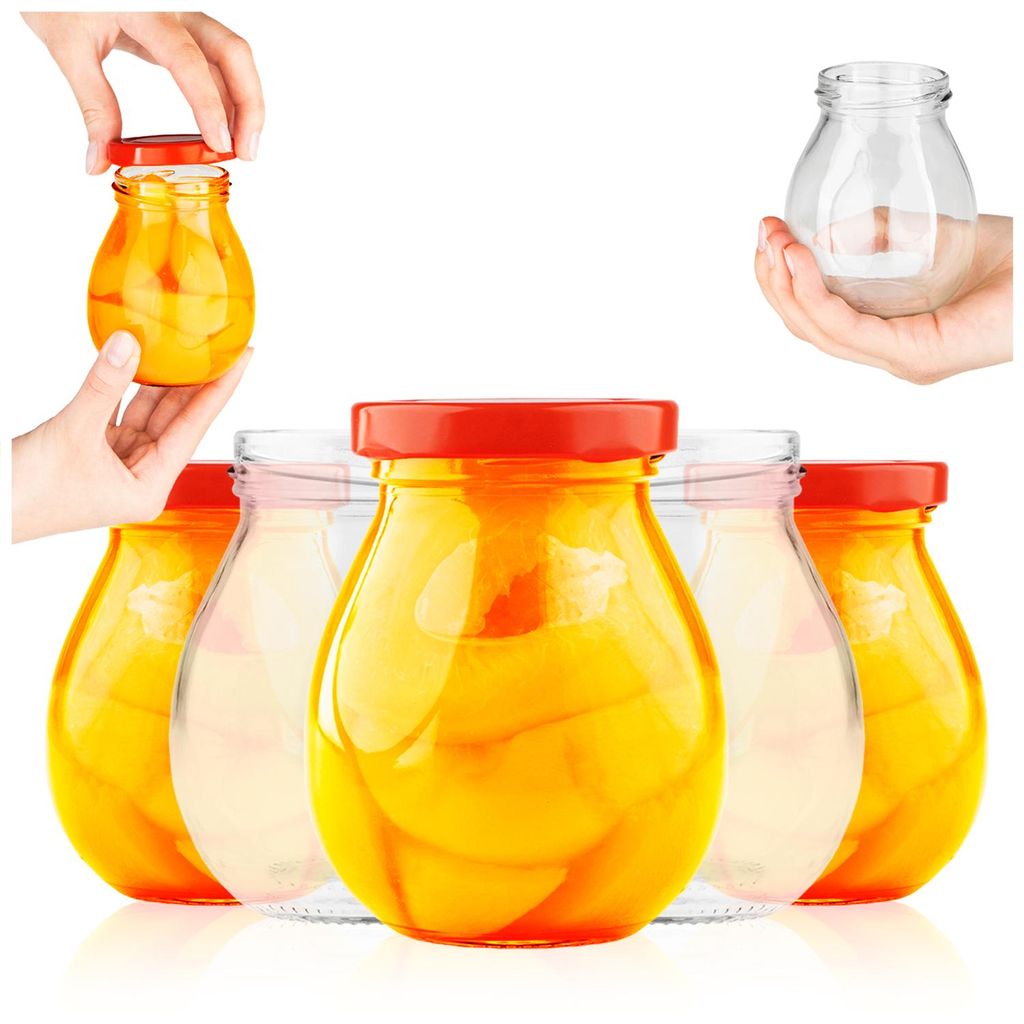 SuperButelki.pl - 100er Set Glasgläser 245 ml mit Schraubverschluss 58 mm Durchmesser, Set mit 0,245 l Deckeln, für Konserven, Pickles, Set mit 0...