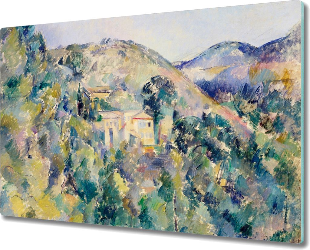Coloray Schneidebrett Herdabdeckplatte 80x52 cm Kochplattenabdeckung Hackbrett Küchenbrett - Aussicht Bergmalerei