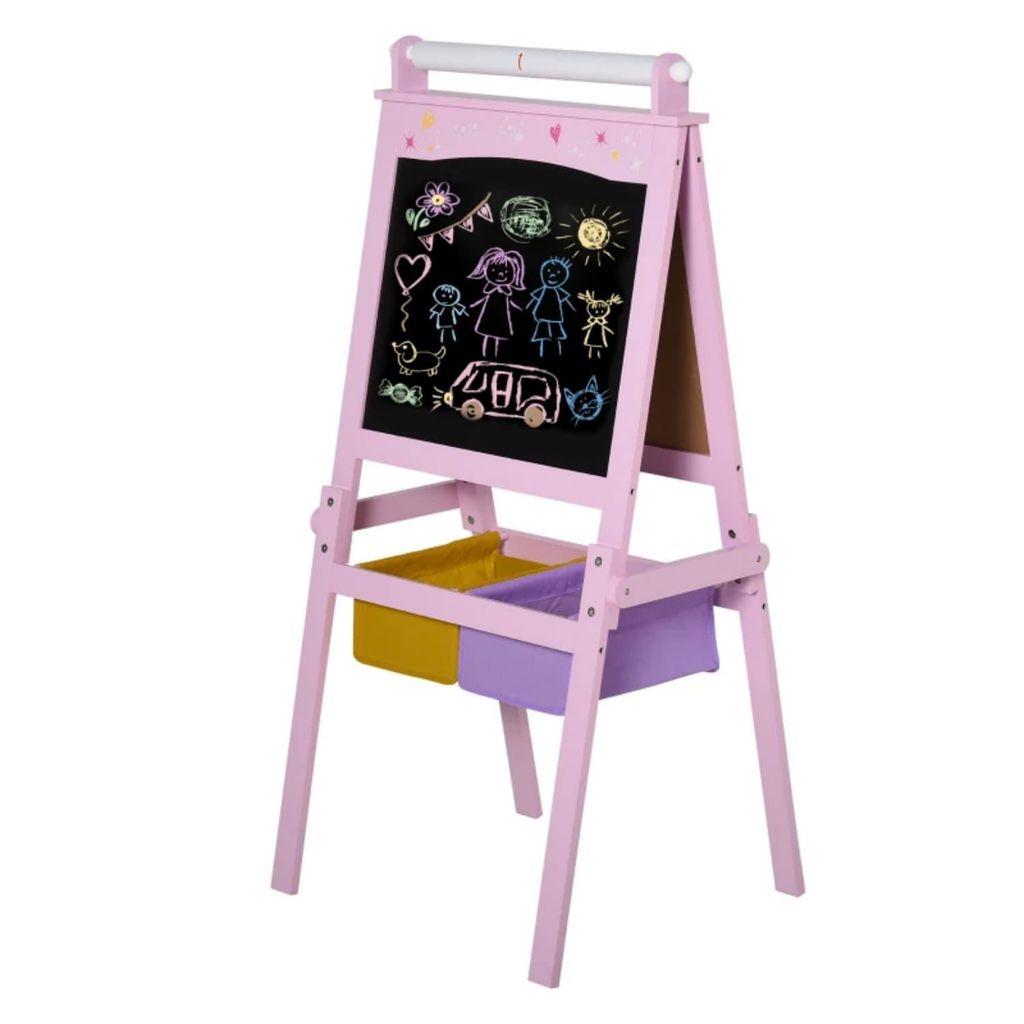 Kindertafel,3 in 1 Kunstausruestung,Staffelei für Kinder Rosa