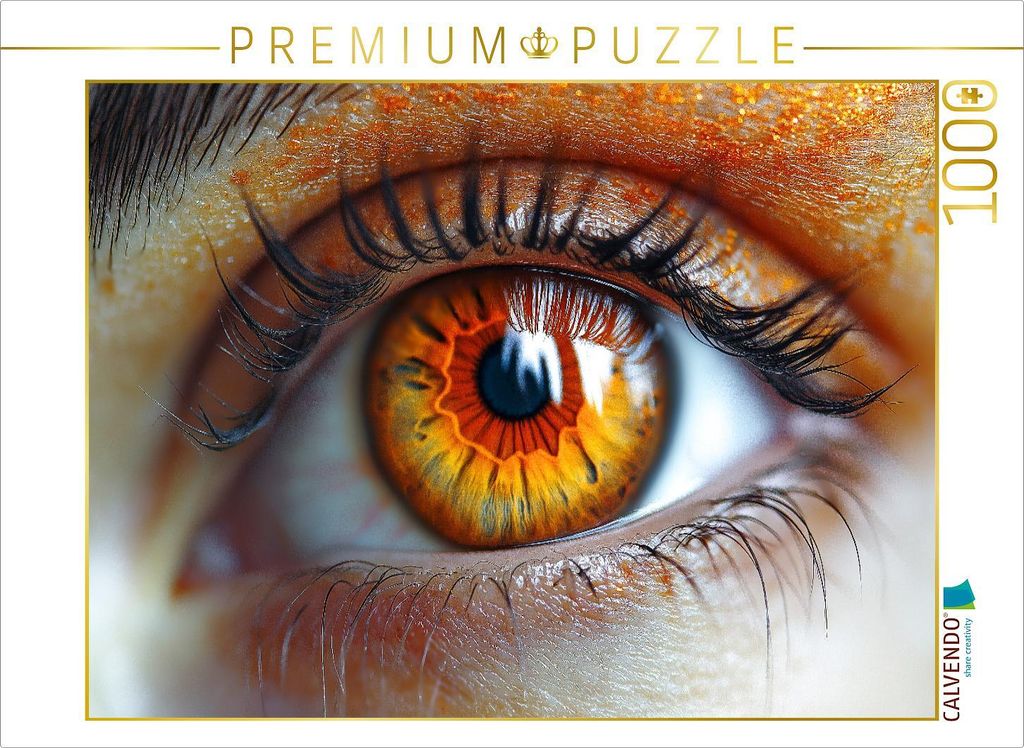 CALVENDO Puzzle Feuerorange Augen mit warmen Iris-Tönen | 1000 Teile Lege-Größe 64x48cm Foto-Puzzle für glückliche Stunden
