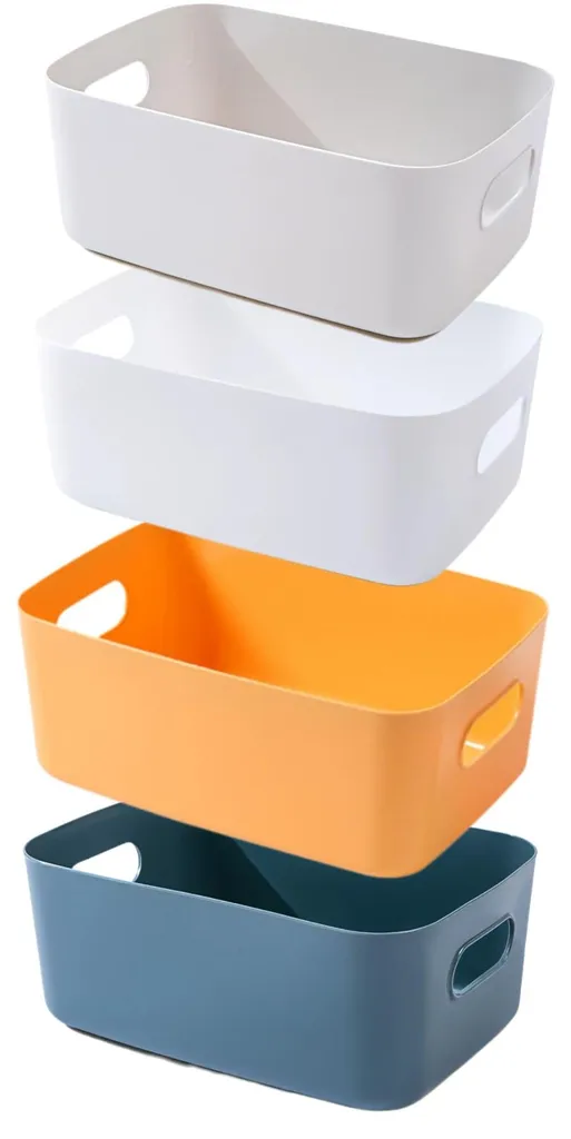 Boîte de rangement plastique à parois épaissies et poignées pour placards