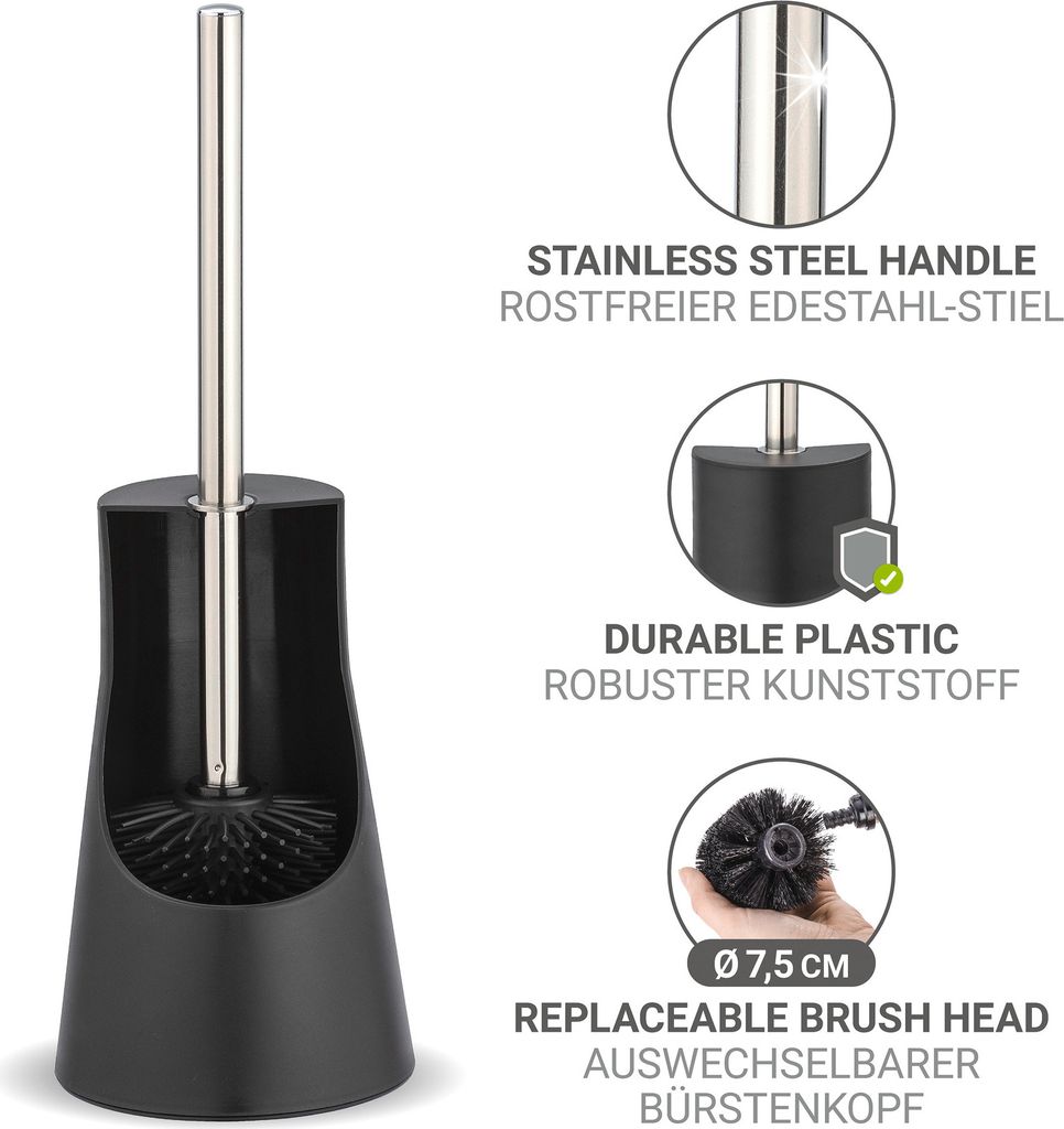 WENKO WC Garnitur Toiletten Bürsten Klo Halter Ares Schwarz Produktbild 3