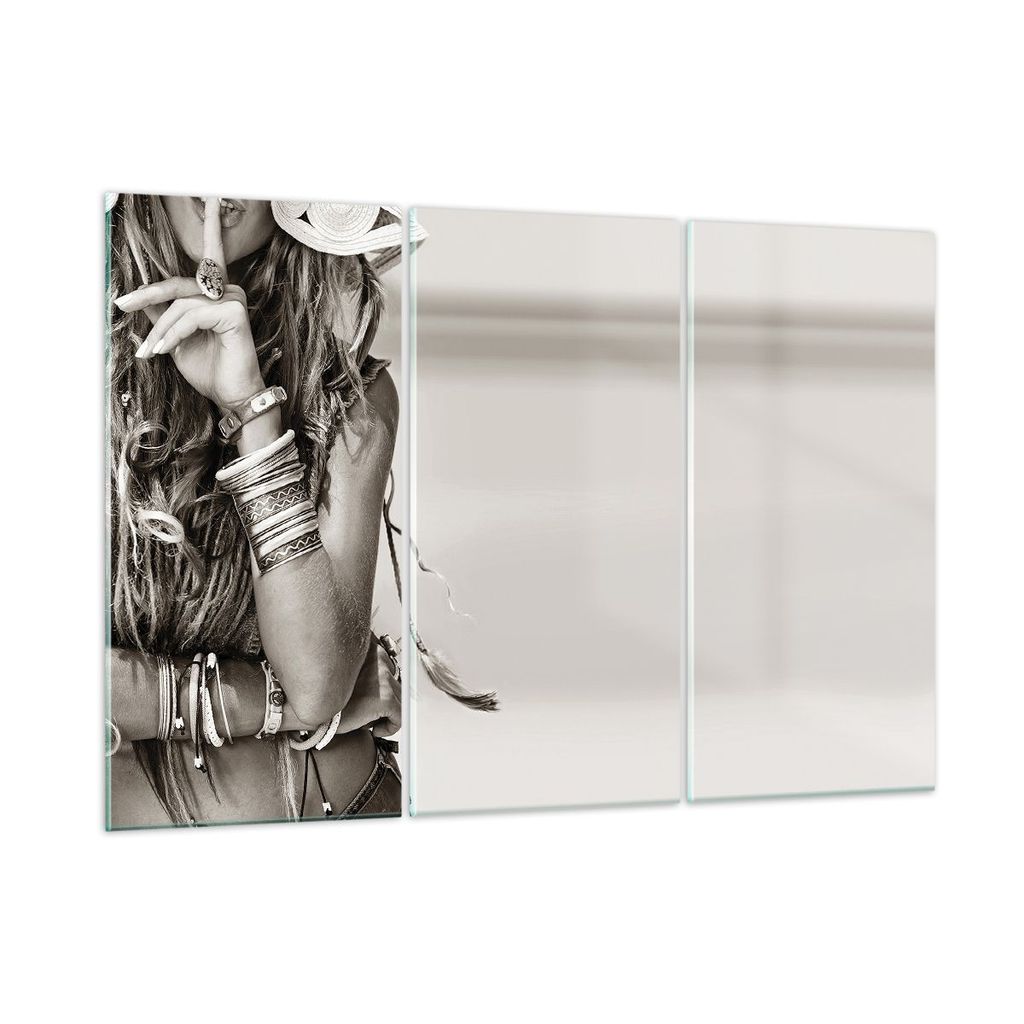 Bilder auf glas - 3 Teile - Frau Armband Jahrgang - 105x70cm - Glasbilder - Wandbilder - Bilder - zum Aufhängen bereit - Wanddekoration aus Glas -...