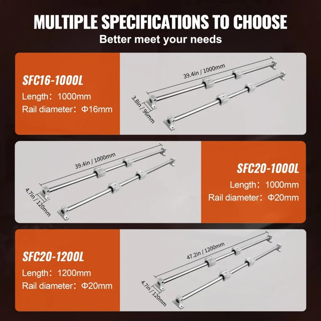 Set Guide Lineari SFC20 1200mm e 1000mm - Kit 2 Binari e 4 Blocchi SC20 - 6