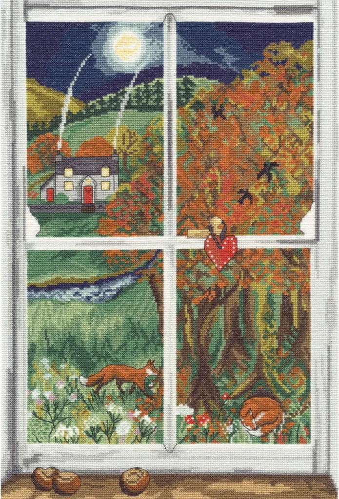 Broderie Point de Croix Compté Conker Window - Kit Complet Bothy Threads