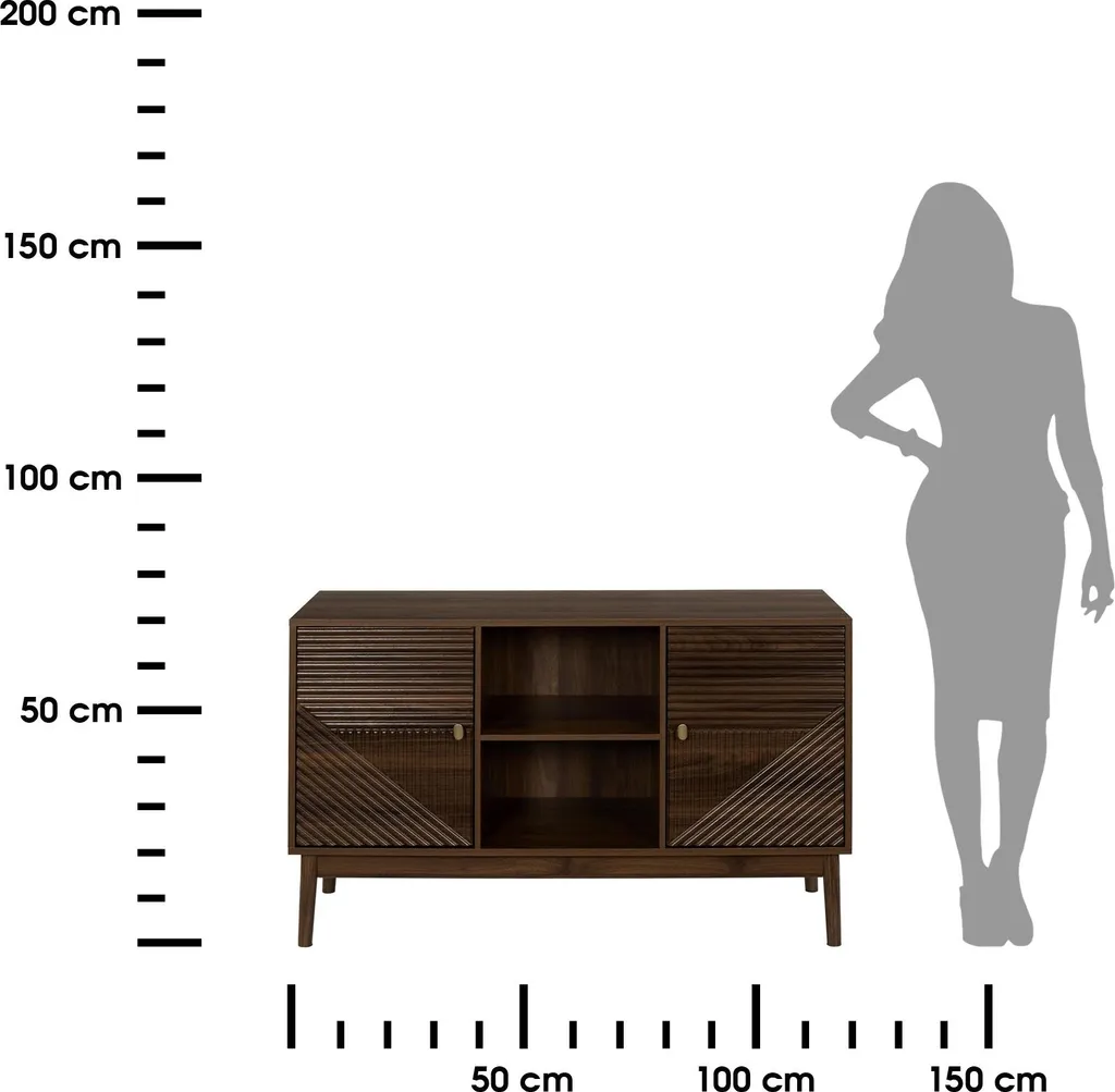 Commode 120cm avec Portes en Finition Bois Marron - Buffet Structurel - 12