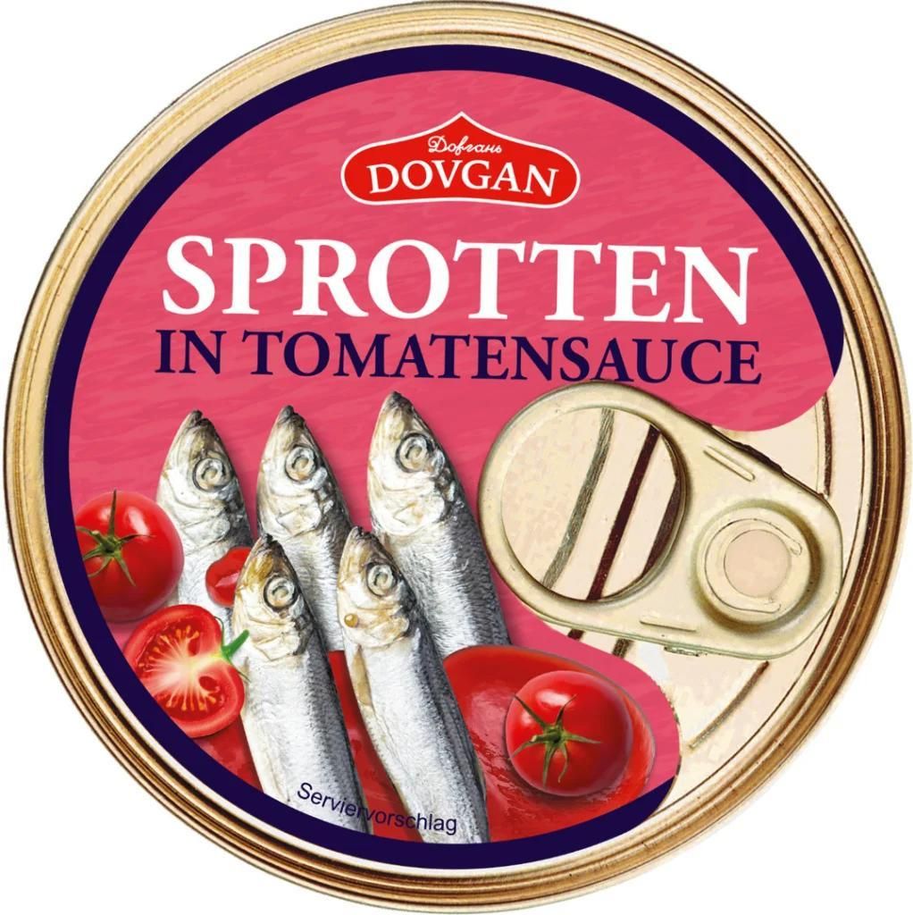DOVGAN Kilka Sprotten ungebraten in Tomatensauce 240g Produktbild 