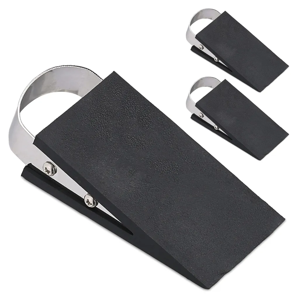 Lot de 3 butoirs de porte en acier inoxydable et caoutchouc 3x5x11,5 cm