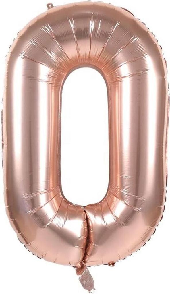 Palloncino in foil numero 0, circa 40 cm, oro rosa, da Immagine del prodotto 
